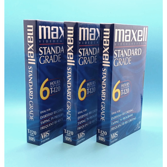 VHS VCR Tapes NEW & SEALED 3 Set of Maxwell 6-Hour Blank Tapes - Picture 7 of 8